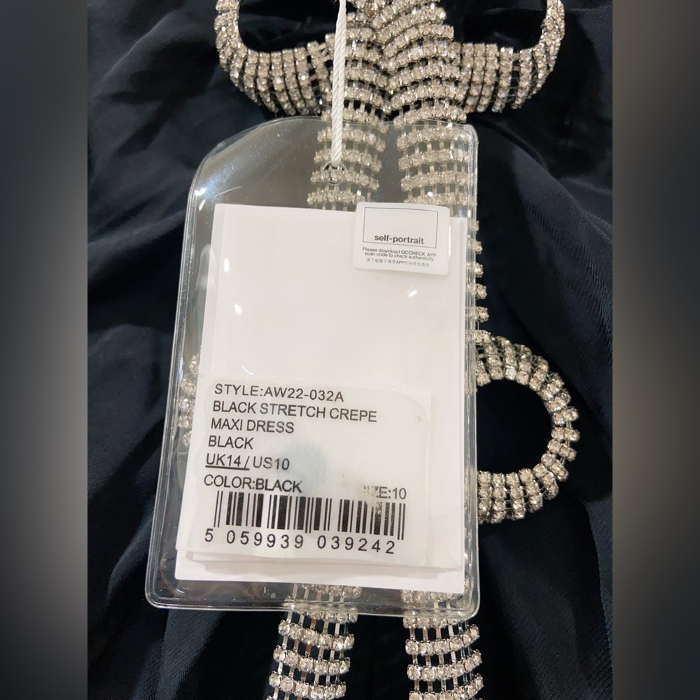 NWT Self Portrait Black Stretch Crepe Maxi Dress - Picture 10 of 12